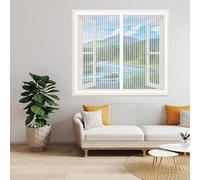 Moustiquaires pour Fenêtre 98 x 78 cm Anti-Moustiques et Anti-Poussière Auto-Adhésif Rideau en Maille avec Aimants et Bande Adhesive pour Porte Exterieur, Balcon Fenêtre, Blanc
