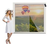 Moustiquaires pour Fenetres 100x115cm Gris Rideau Maille Anti Moustique Mouche Fermeture Automatique-Antimoustique sans Perçage pour Cuisine/Salon/Chambre