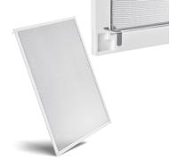 Juskys Moustiquaire avec cadre en aluminium - protection contre les insectes et les moustiques pour les fenêtres suspendues - moustiquaire résistante aux UV- blanc, 80x100cm
