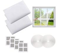 Moustiquaires pour fenêtres, lot de 2 moustiquaires universelles (1,5 × 2 m), réglables,(avec bandes et patchs auto-adhésifs).