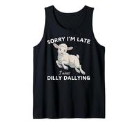Mouton amusant d'agneau avec inscription « Sorry I'm Late I was Dilly Dallying » Débardeur