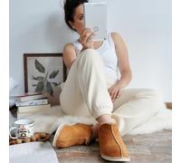 Mouton Chaussons - Canada Cognac Femmes Chaussures avec Laine en Cuir Braun