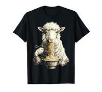 Mouton mangeant des nouilles motif animal portrait art mouton T-Shirt
