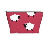 Mouton Mignon Dessin animé Mouton Blanc Rouge imprimé, Trousse de Toilette Trousse de Maquillage Sac à cosmétiques Trousse de Toilette de Voyage Portable