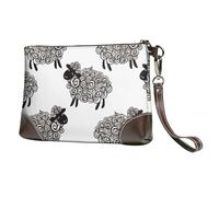 Mouton Mignon,Sacs à Main en Cuir PU pour Femmes, Pochette à Fermeture éclair, Portefeuille, Sac à Main avec dragonne