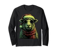 Mouton Punk avec Lunettes de Soleil Chapeau de Père Noël Bascule Animal de Noël Manche Longue