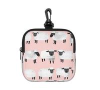 Mouton Rose Pastel, Laine de Mouton, Animal de Ferme,Pochette de Rangement carrée à Fermeture éclair, Porte-Monnaie en néoprène, Petit Portefeuille, Pochette à Monnaie, Porte-Monnaie