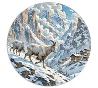Mouton Sauvage Cliff 1000 Pièces Jigsaw Puzzles Art Puzzle Circulaire pour Adultes Et Enfants Cadeaux Jeu D'Intelligence De l'art De La DécoRat ION Moderne 1000pcs (67.5x67.5cm)