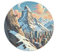 Mouton Sauvage Cliff 1000 Pièces Jigsaw Puzzles Art Puzzle Rond pour Adultes Et Enfants Décompression Jeu D'Intelligence De l'art De La DécoRat ION Moderne 1000pcs (67.5x67.5cm)