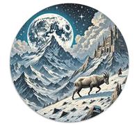 Mouton Sauvage Cliff 1000 Pièces Puzzles Classiques Art Puzzle Circulaire pour Enfants Encastrement Parfait Jeu D'Intelligence De l'art De La DécoRat ION Moderne 1000pcs (67.5x67