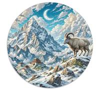 Mouton Sauvage Cliff 1000 Pièces Puzzles Classiques Art Puzzle Rond pour Enfants Encastrement Parfait Jeu D'Intelligence De l'art De La DécoRat ION Moderne 1000pcs (67.5x67.5cm)