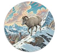 Mouton Sauvage Cliff 1000 Pièces Puzzles Classiques Art Puzzles Ronds pour Enfants Décompression Jeu D'Intelligence De l'art De La DécoRat ION Moderne 1000pcs (67.5x67.5cm)
