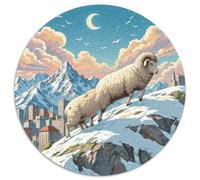 Mouton Sauvage Cliff 1000 Pièces Puzzles Classiques Art Puzzles Ronds pour Enfants Encastrement Parfait Jeu D'Intelligence De l'art De La DécoRat ION Moderne 1000pcs (67.5x67.5cm