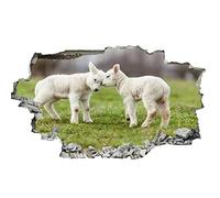 Mouton Sticker Mural Art Tatouage Muraux 3D Brique Prairie Stickers Muraux Amovibles Ferme Affiche Auto-Adhésive Tattoo Kids Sticker Mural Boy Nursery Bedroom Decor 50x75cm