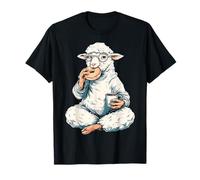 Mouton tenant du café mangeant un beignet - Illustration d'animal mouton T-Shirt