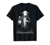 Mouton tient lanterne dessin portrait art animal motif mouton T-Shirt