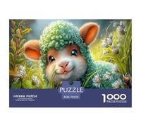 Mouton Vert Puzzle 1000 Pièces Cadeau Unique Fleurs Sauvages des prairies Challenge Toy À De Qualité Supérieure Peinture Art pour Adultes Et Enfants À Partir De 12 Ans 70x50cm/1000pcs