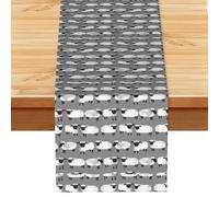 Moutons chevreaux Gris Animaux de Ferme Mixtes,Chemin de Table en Imitation Lin pour Salle à Manger ou réception, 33 x 183 cm