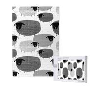 Moutons drôles sur Fond Gris,Puzzle Familial en Bois de 1 000 pièces pour Adultes et Adolescents
