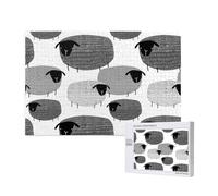 Moutons drôles sur Fond Gris,Puzzle Familial en Bois de 1 000 pièces pour Adultes et Adolescents, décoration d'intérieur
