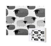 Moutons drôles sur Fond Gris,Puzzle Familial en Bois de 500 pièces pour Adultes et Adolescents, décoration d'intérieur