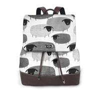 Moutons drôles sur fond gris,Sac à dos imperméable pour femme, sac à dos de voyage léger en cuir PU tendance