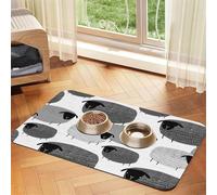 Moutons drôles sur Fond Gris,Tapis d'alimentation pour Animaux de Compagnie, Sets de Table en Cuir PU pour Chats et Chiens,40x60cm