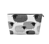 Moutons drôles sur Fond Gris, Trousse de Toilette Trousse de Maquillage Sac à cosmétiques Trousse de Toilette de Voyage Portable