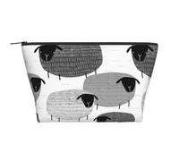 Moutons drôles sur Fond Gris, Trousse de Toilette Trousse de Maquillage Sac à cosmétiques Trousse de Toilette de Voyage Portable