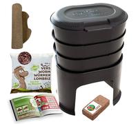 Moutta | Magic Worm Noir | Lombricomposteur de Cuisine 3 Plateaux | 250gr de vers de Compost | Kit Complet