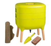 Moutta | Urbalive 2 Plateaux Vert Kit Complet I Lombricomposteur Design I Substrat de démarrage I Tapis de Chanvre + Pelle I Intérieur, Balcon et Jardin