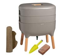 Moutta Urbalive Lot de 2 Bols Gris Kit Complet I Composteur Design I Substrat de démarrage I Tapis de Chanvre + Pelle I Intérieur Balcon et Jardin