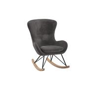 MOUTY - Chaise à Bascule en Tissu Bouclette Gris Pieds Bois et Métal - Altobuy Gris