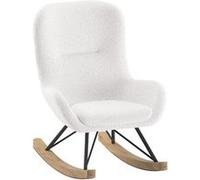 MOUTY - Chaise à Bascule Enfant en Tissu Bouclette Blanc Pieds Bois et Métal - Altobuy Blanc