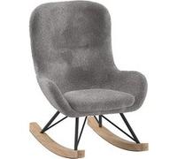 MOUTY - Chaise à Bascule Enfant en Tissu Bouclette Gris Pieds Bois et Métal - Altobuy Gris