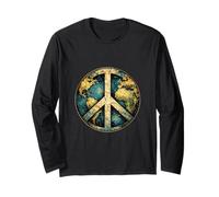 Mouvement Classique Vintage avec Message « Earth Peace Better World » Manche Longue