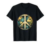 Mouvement Classique Vintage avec Message « Earth Peace Better World » T-Shirt