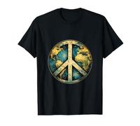 Mouvement Classique Vintage avec Message « Earth Peace Better World » T-Shirt Graphique avec Valeur