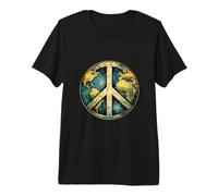 Mouvement Classique Vintage avec Message « Earth Peace Better World » T-Shirt Haut de Gamme