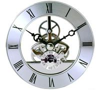 Mouvement d'horloge transparent de 86 mm avec système d'engrenage en métal, chronométrage à quartz, chiffres romains et support en silicone conçu pour la stabilité (97 mm, argent)