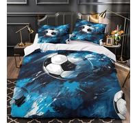 Mouvement du Ballon de Football Impression 3D 3 pièces Housse de Couette Art du Sport Dynamique Housse de lit Microfibre Doux Fermeture éclair pour Enfants Hommes Femmes Single（140x200cm）