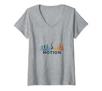 Mouvement : évolution du Mouvement Humain Fitness Art T-Shirt avec Col en V, Femme, Gris Chiné, L