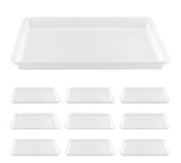 MOUYAT Lot de 10 grands plateaux d'activités en plastique blanc pour travaux manuels, école, maison, projets de bricolage, peinture, perles, fournitures d'organisation, 39 x 29 x 4 cm