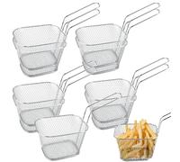 MOUYAT Lot de 10 paniers à Frites en Acier Inoxydable pour Servir, Petits paniers à friture avec poignée, Mini paniers de présentation pour Frites, rondelles d'oignon, po