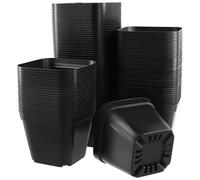 MOUYAT Lot de 100 pots de fleurs en plastique de 10 cm pour semis, boutures, transplantation, noir, 10 x 7 x 8 cm