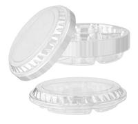 MOUYAT Lot de 20 Plateaux Ronds en Plastique Transparent de 26,5 cm / 10,4 Pouces avec Couvercles, Capacité de 1000g, 6 Compartiments Divisés, Plateau de Fête pour Apéritifs, Conteneur de Rangement