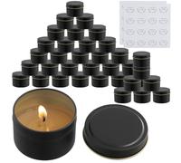 MOUYAT Lot de 36 boîtes à bougies vides en métal pour la fabrication de bougies, pour projets de bricolage - Noir - 113,4 g