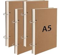 MOUYAT Lot de 4 carnets de croquis à anneaux de 13 x 19 cm, 85 feuilles et 170 pages avec couverture en papier kraft épais pour artistes, designers et esprits créatifs, papier 160 g/m²