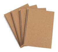 MOUYAT Lot de 4 carnets lignés A4, 100 feuilles et 200 pages à spirale, couverture en papier kraft, agenda, journaux en vrac pour la maison, le bureau, l'école, les voyages