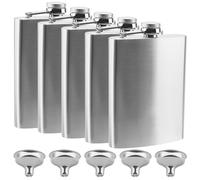 MOUYAT Lot de 5 Flasques d Alcool Gourde Alcool en Acier Inoxydable de 236,8 g pour Homme et Femme - Anti-fuite - Portable - Avec Entonnoirs pour Randonnée, Escalade, Camping, Barbecue et Fête